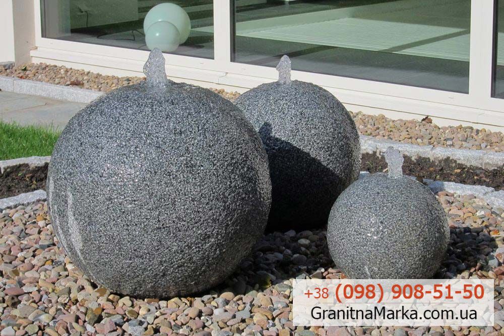 Гранитный шар-фонтан разного диаметра, фото №11